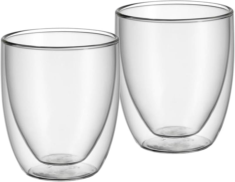 Wmf kult - conjunto de 2 copos de vidro borossilicato, parede dupla transparente resistente ao calor, 250 ml