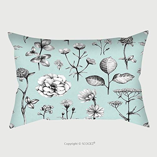 Custom Satin Pillowcase Protector Wild Flowers Drawings Seamless Pattern 479748205 Pillow Case Covers Decorative