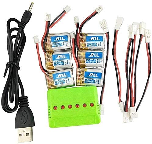 ZYGY-6pcs-37V-150mah-Lithium-Akku6in1-Ladegeraete-6pcs-Umwandlung-Kabel-fuer-JJRC-H36-E010-NIHUI-NH010-RC-Drohne