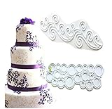 TANGCHU Lace Plunger Mold Cake Sugarcraft Polymer Clay Mold Cookies Cutter Decorating Set Of 2pcs White