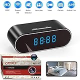 Spy Camera, 1080P Hidden Camera Clock WiFi Video Recorder 140° Wide Angle Lens Wireless IP Cameras for Indoor Home Security Monitoring Nanny Cam with Night Vision Motion Detection