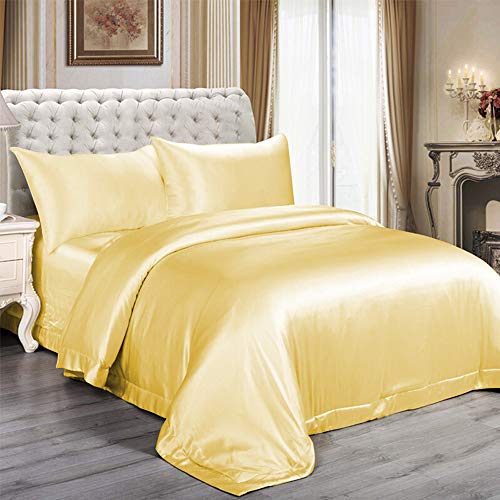 Muama 2 Pack Silk Silky Satin Pillowcases for Hair and Skin, Cool,and Breathable Envelope Closure Pillow Cases Cover【King（20x36 Gold】