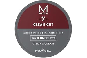 MITCH by Paul Mitchell Clean Cut Styling Cream for Men, Medium Hold, Semi-Matte Finish, For All Hair Types + Short to Medium Hair, 3 oz.