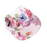 Pet Dog Hats for Small Size Dogs Cideros Visor Design Fashion Dogs Baseball Sun Hats Sport Cap with Ear Holes and Chin Strap - Size S (Flowers)