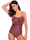 Ekouaer Swimsuit for Women One Piece Monokini Stripe Swimwear Bathing Suit