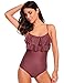 Ekouaer Swimsuit for Women One Piece Monokini Stripe Swimwear Bathing Suit