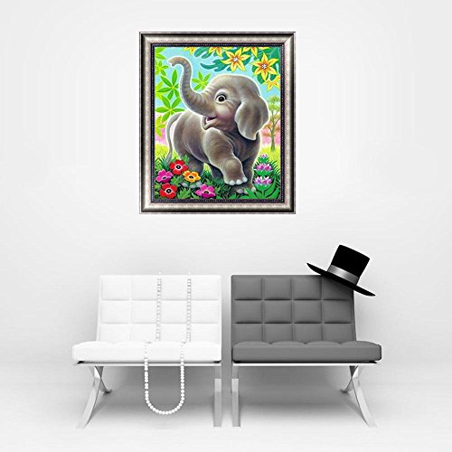 Chige DIY 5D Diamond Painting Kit, Cross Stitch Craft Kits Rhinestone Embroidery Wall Stickers Pasted Picture Drawing for Living Room Craft Home Wall Decor (Elephant) - Thumbnail 3