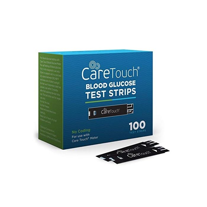 Care Touch Blood Glucose Test Strips for Diabetes I For Use with Care Touch Blood Sugar Monitor - 1 Box of 100 Diabetic…