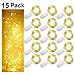 Fairy Lights Battery Operated Starry Firefly Silvery Wire String Lights 15 Pack 7.2ft 20 LED Jar Table Centerpiece for Wedding Christmas Halloween Party Decoration (Warm White)