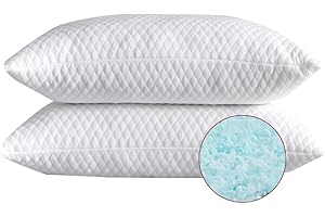 NTCOCO Shredded Memory Foam Bed Pillows for Sleeping Queen Size Set of 2,with Washable Removable Hypoallergenic Sleep Pillow 