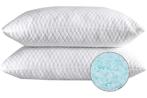 NTCOCO Shredded Memory Foam Bed Pillows for Sleeping Queen Size Set of 2,with Washable Removable Hypoallergenic Sleep Pillow