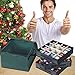 ProPik Christmas Ornament Storage Box, Organizer Holds Up to 48 Xmas Balls with 3 Separate Removable Trays, Container has Dividers to Organize Holiday Tree Ornaments (Green)