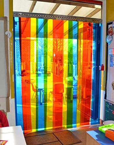 PVC Strip Curtain Kit: School Free Flow Rainbow - (200mm X 2mm) - 1000mm wide x 2250mm high - *Trim to size* Ideal for Schools and Nurseries
