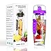 34 Oz Water Bottle - Water Fruit Infuser Bottle, BPA-Free Fruit Infusion Sports Bottle Flip Top Lid w Drinking Spout, Leak Proof Water Bottle, Made of Durable Tritan