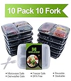Meal Prep Containers 3 Compartment with Lids for Food Storage 36 Ounce (10 Pack)