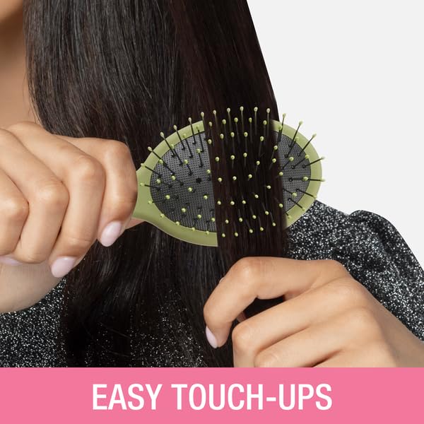 Conair Detangling Mini Hair Brush Set, 3-Pack Detangler Brushes for Wet or Dry Hair, Detangler for All Hair Types, Hair Brushes for Women, Travel Size, stocking stuffers, Matte Pink, Green, Black