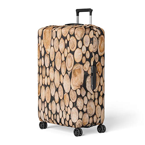 Pinbeam Luggage Cover Brown Closeup of Logs Trees in Nature Lot Travel Suitcase Cover Protector Baggage Case Fits 26-28 inches