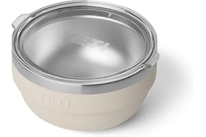 YETI Rambler Bowl, Vacuum Insulated, Stackable and Nestable Stainless Steel Bowl with Lid, 1 Quart, Cape Taupe