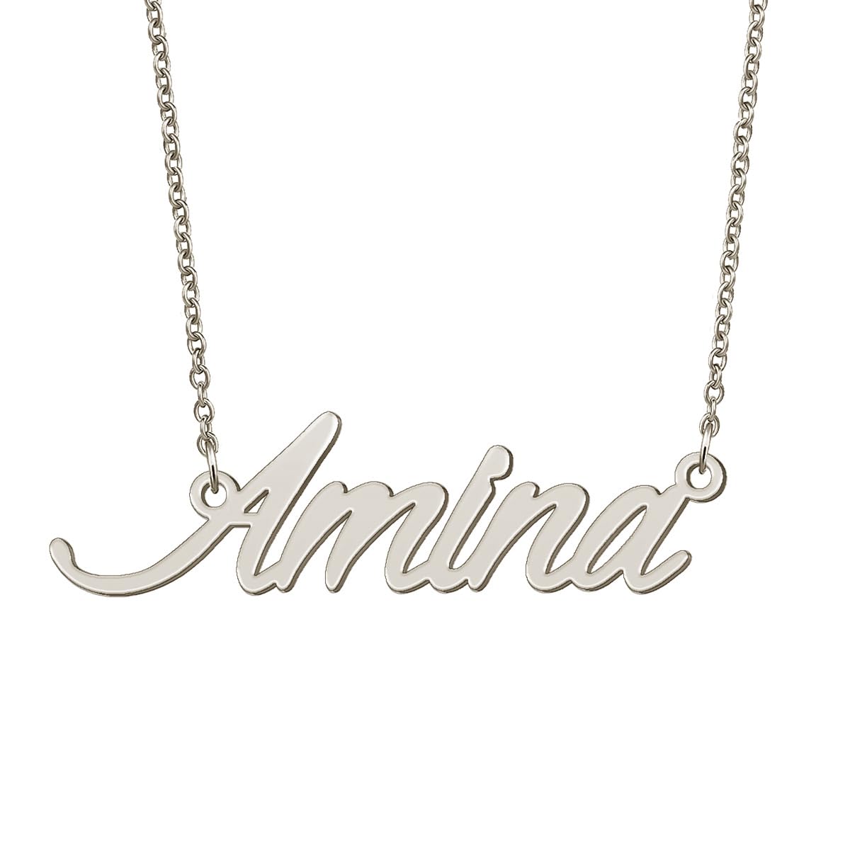 BYBWBL Amina Name Pendant Necklace Silver Color