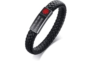 Hisatan Free Custom Engraving Emergency Medical Alert ID Cuff Bracelet for Men Women