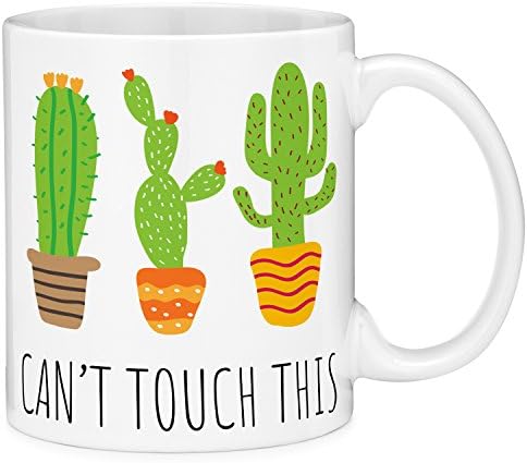 Mugvana 11oz Coffee Mug Can't Touch This Cactus Funny Novelty Ceramic Coffee Mug Tea Cup with Gift Box
