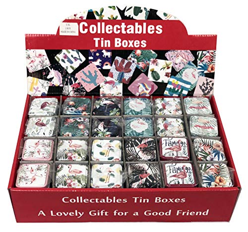 Flamingo Tropical themed Metal Tin Storage trinket Box party favor Box of 24 pcs - Thumbnail 3
