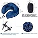 SAIREIDER Travel Pillow 100% Memory Foam Airplanes Neck Pillows -Prevent The Heads from Falling Forward Travel Neck Pillows with Sleep Mask and Earplugs (Navy Blue)