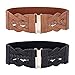 Women Black and Brown Retro Stretchy Wide Waist Belt 2 Pack Size L