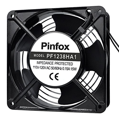 Pinfox 110V AC High Speed Cabinet 1238 Cooling Fan, 120mm x 120mm x 38mm, 115V 120V Dual Ball Bearings for Incubator, Home Brewing (120mm x 120mm x 38mm)