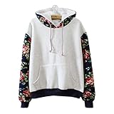 Cute Hoodies Sweater Pullover Warm Fleece Lined Flowers Sleeve
