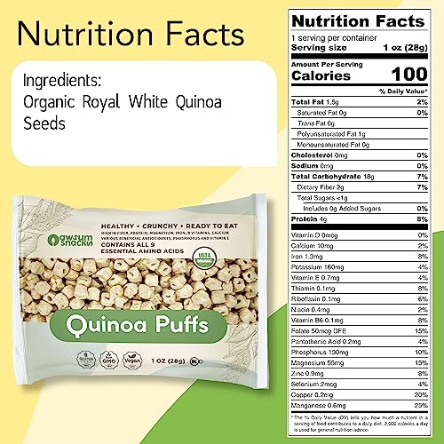 Awsum Snacks Organic Quinoa Puffs Vegan Gluten Free (30 Bags 1oz