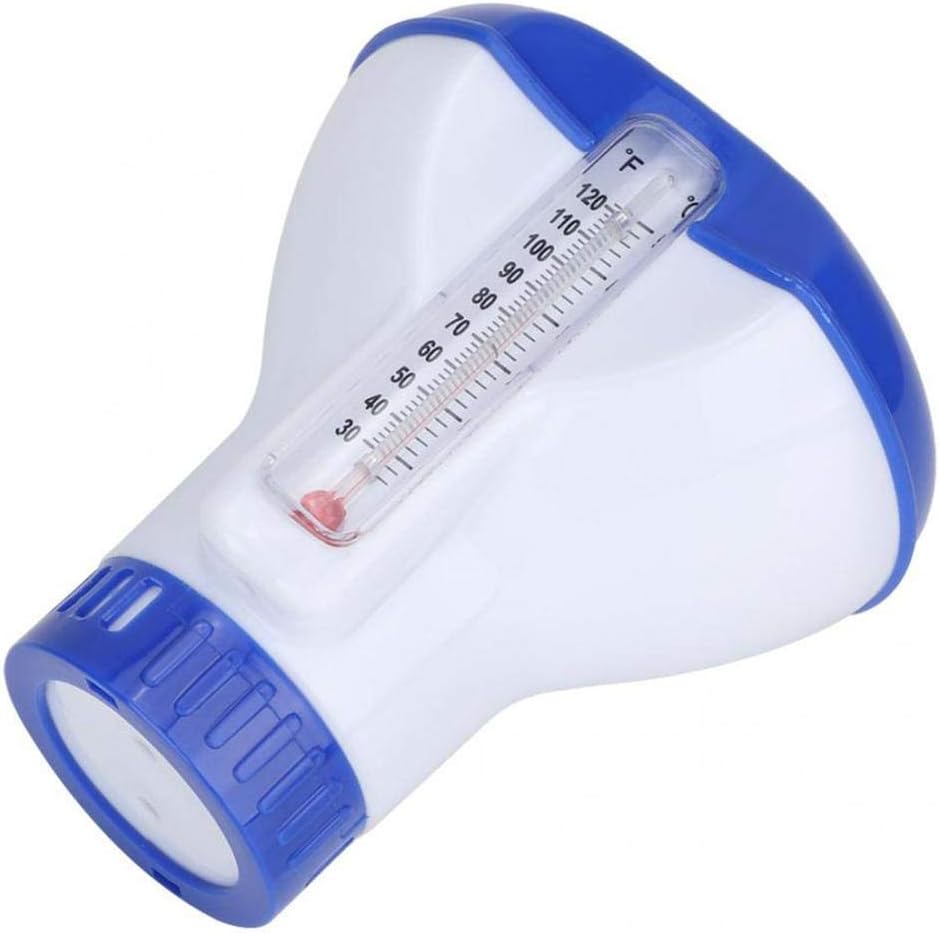 longshow Chlorine Floater PoolSupplyTown Floating Pool Chemical Chlorine Feeder Tablet Dispenser Floating Chlorine Dispenser with Built-in Thermometer