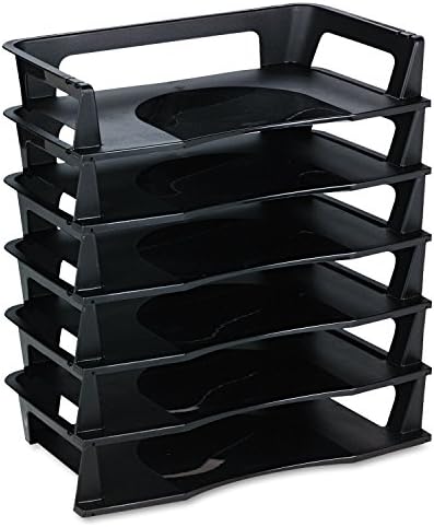 RUB86028 Regeneration Letter Tray, Six Tier, Plastic, Black