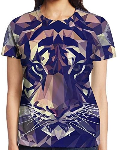 Handsome Tiger3D Printed Graphic Woman Short Sleeve Colorful Round Neck Fashion T Shirt