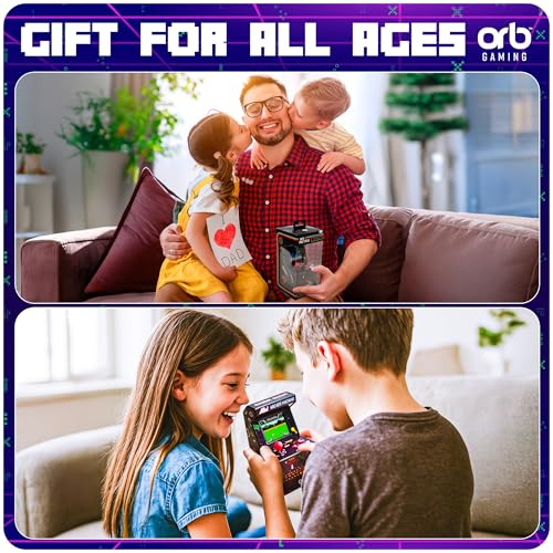 Mini Arcade Machine, 240 Built-In 8-Bit Games, 2.5” Full Colour Screen, 8-Way Joystick, Handheld Retro Games Console – Orb Gaming by ThumbsUp!