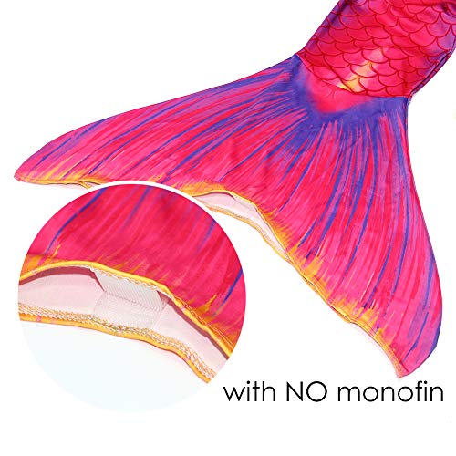 Play Tailor Mermaid Tail Swimmable Costume Swimsuit for Girls Swimming(No Monofin) (Child 6, Hot Pink) - Thumbnail 2