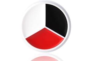 MEICOLY Halloween Clown Makeup Wheel,Cream White Black Red Face Body Paint,Blendable Devil Goths Joker Zombie Vampire Skeleton Cosplay Face Paint Makeup,3 Colors SFX Makeup Palette,12g/0.42 oz