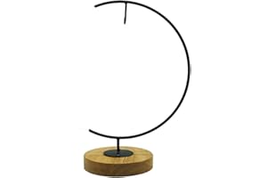 (Round Wood) - Awesomes Terrarium Ornament Display Stand Metal Stand Air Plant Stand Flower Pot Stand Holder Iron Pothook Sta