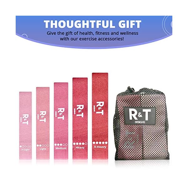 RT-Designs-Fabric-Exercise-Bands-5-Level-Resistance-Band-Set-Non-Slip-Fitness-Accessories-with-Drawstring-Travel-Storage-Bag-Resistance-Exerciser-Loop-Belts-Portable-Home-Workout-Essentials R&T Designs Fabric Exercise Bands - 5-Level Resistance Band Set - Non-Slip Fitness Accessories with Drawstring Travel…