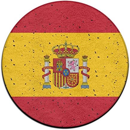 Spain Spanish Flag Soccer Non-slip Mats Circular Carpet Mats Dining Room Bedroom Carpet Floor Mat 23.6 Inch