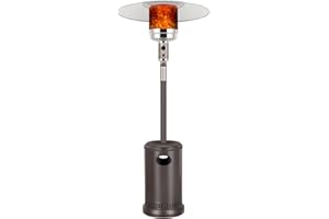 Hykolity 50,000 BTU Propane Patio Heater with Table Design, Stainless Steel Burner, Triple Protection System, Wheels, Outdoor Heaters for Patio, Garden, Commercial and Residentia(Brown)