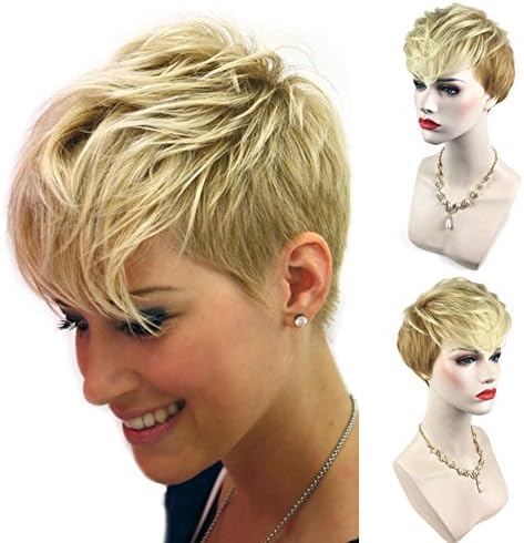 Ombre Wigs for Women Foviza Pixie Cut Short Hair Wigs Brazilian Ladies Wig for Daily Cosplay Hairpiec