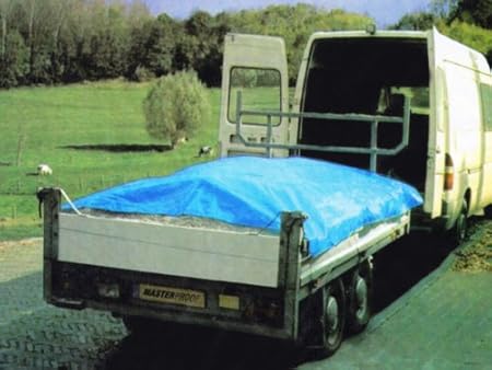 Feste Anhänger Abdeckplane Gewebeplane blau 2,65 x 1,40m mit Ösen