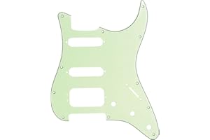 Musiclily Pro 11-Hole Round Corner HSS Guitar Strat Pickguard for USA/Mexican Stratocaster 3-screw Humbucking Mounting Open Pickup, 3Ply Mint Green