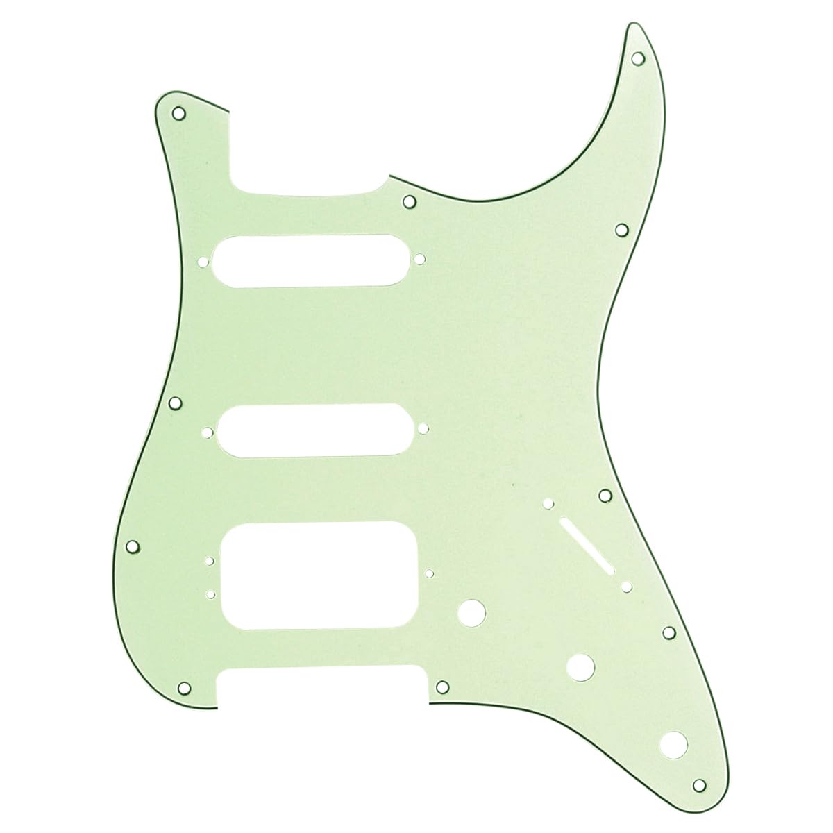 Musiclily Pro 11-Hole Round Corner HSS Guitar Strat Pickguard for USA/Mexican Stratocaster 3-screw Humbucking Mounting Open Pickup, 3Ply Mint Green