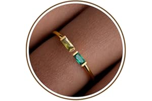 JSJOY Birthstone Rings for Women Dainty Emerald Blue Ring Birthday Gifts for Mom Her Gemstones CZ Ring for Teens Gold Rings That Don't Tarnish Adjustable Ring Jewelry Gifts