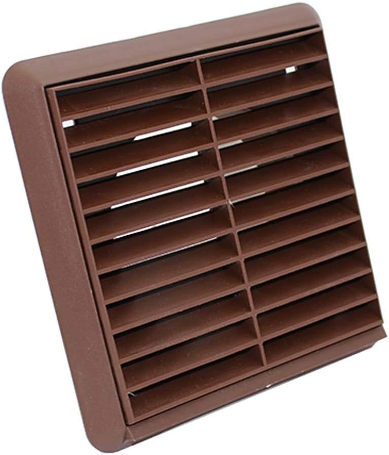 Kair Brown Louvred Grille 155mm External Dimension with Round 125mm - 5 inch Rear Spigot - Wall Ducting Air Vent
