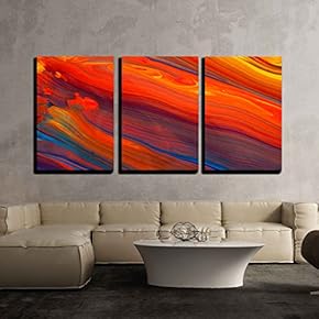 3 Piece Canvas Wall Art - Close up Oil Paint - Modern Home Art Stretched and Framed Ready to Hang - 16"x24"x3 Panels