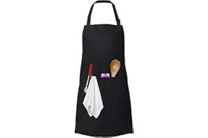 Xeoxarel Chef Apron for Men and Women, 31" x 27" Large with 36" Waist Ties, 2 Pockets, Durable Kitchen Cooking Aprons