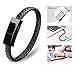 Dzzkoye USB Charging Cable Bracelet Portable Leather Charger Cord for iPhone iPad, iPod, Air Pods (Black L) primary